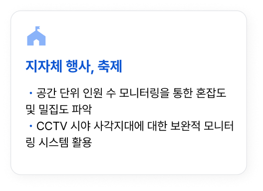 지자체 행사, 축제 : 공간 단위 인원 수 모니터링을 통한 혼잡도 및 밀집도 파악